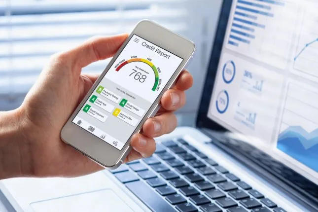 Credit information displayed on a phone